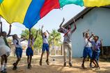 Children playing with the parachute in Sri Lanka_TeamUp_200226
